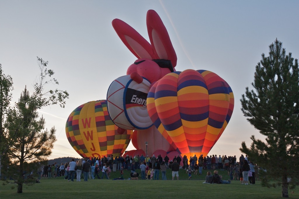 Hot air balloons at sunset
